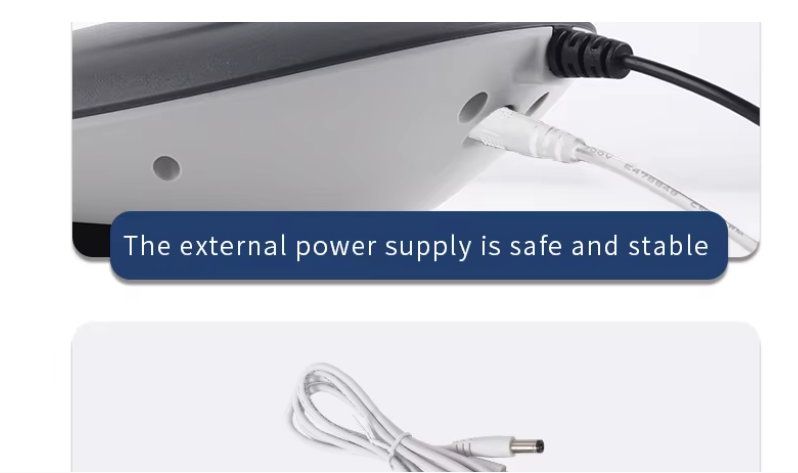 Close-up of Electric Lumbar Massager power input showing external power supply connection with cable