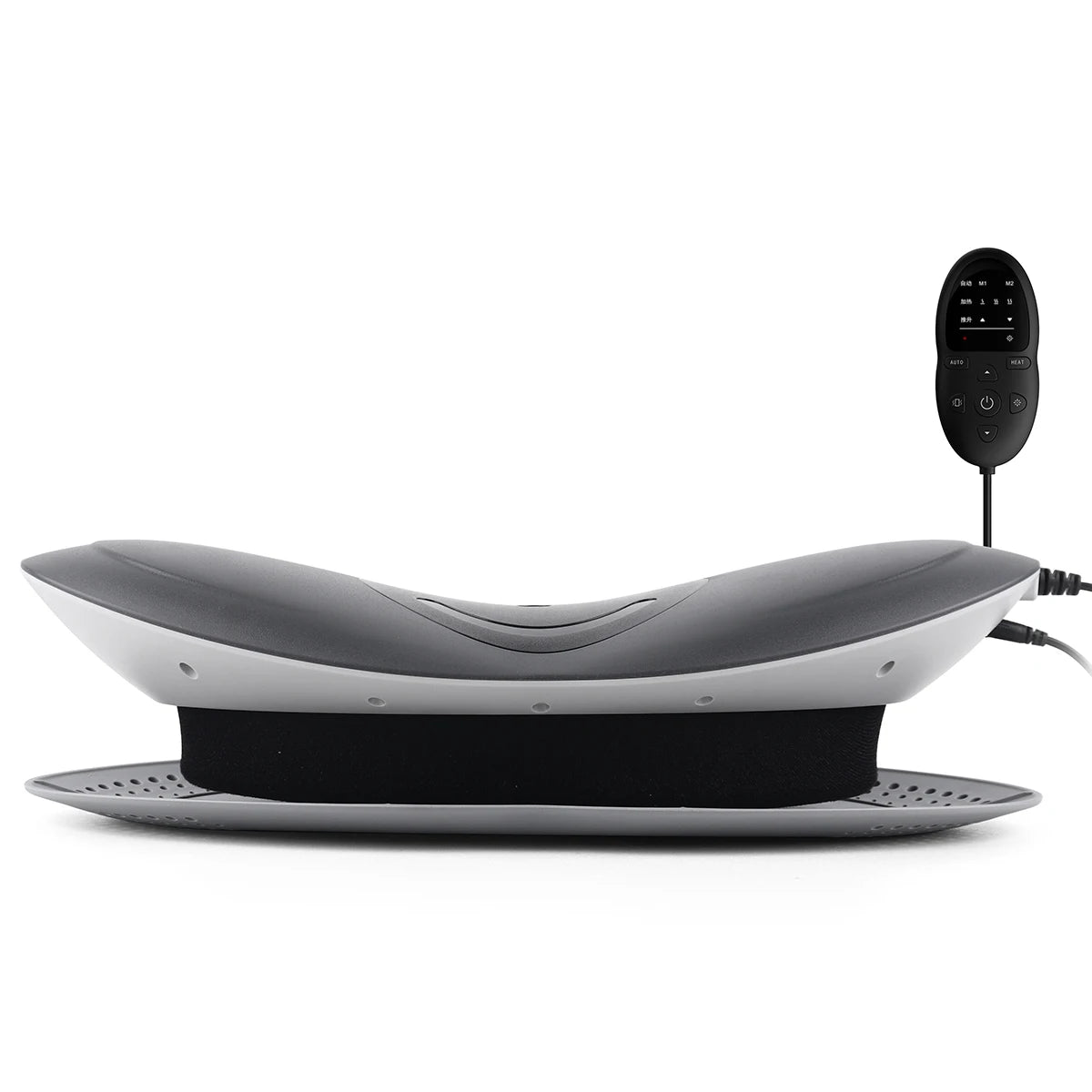 Electric Lumbar Massager Front View with Remote Control – Black Device for Back Pain Relief