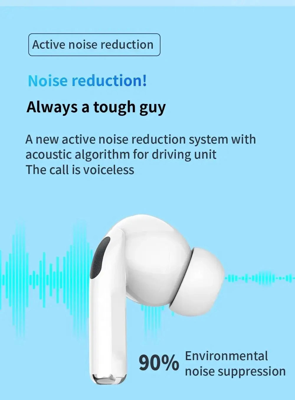 Pro 5 Wireless Earbuds with active noise reduction – 90% environmental noise suppression