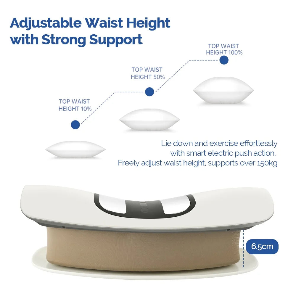 White lumbar massager with adjustable waist height up to 6.5cm – strong support for back care and pain relief