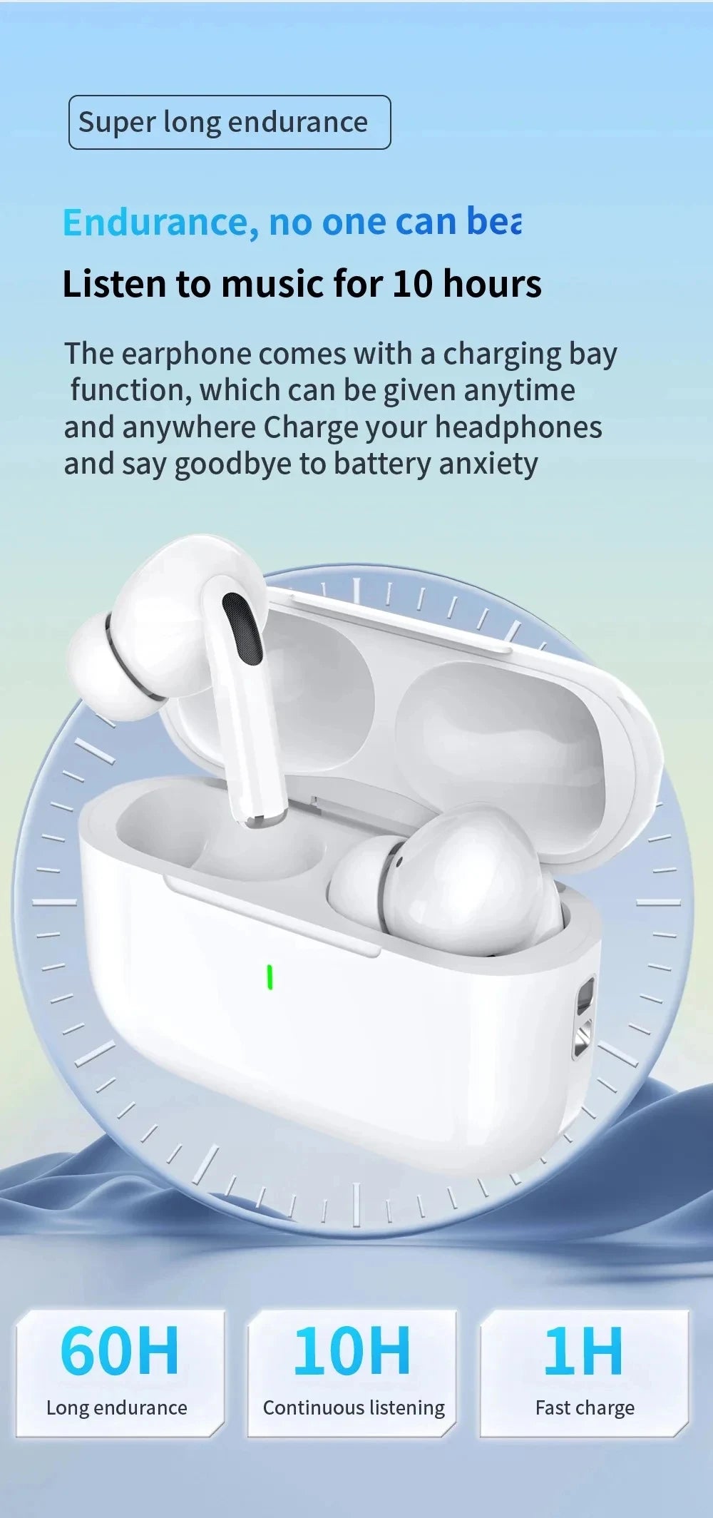 Pro 5 Wireless Earbuds with charging case – up to 10 hours music playtime and fast recharge