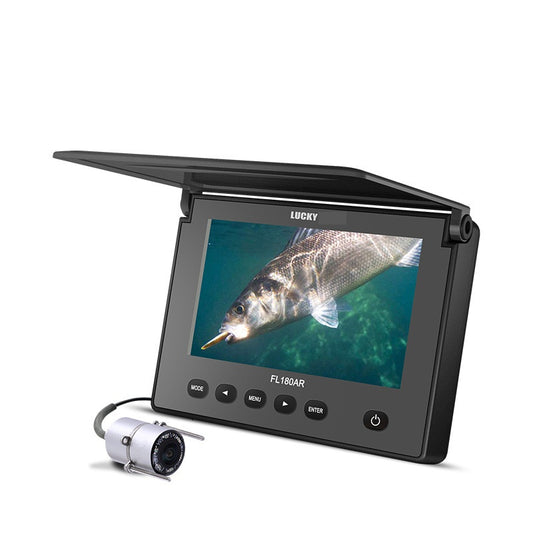 Underwater fish finder camera with HD LCD display showing live fish view