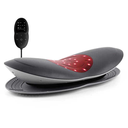 Smart black lumbar massager with heat and vibration
