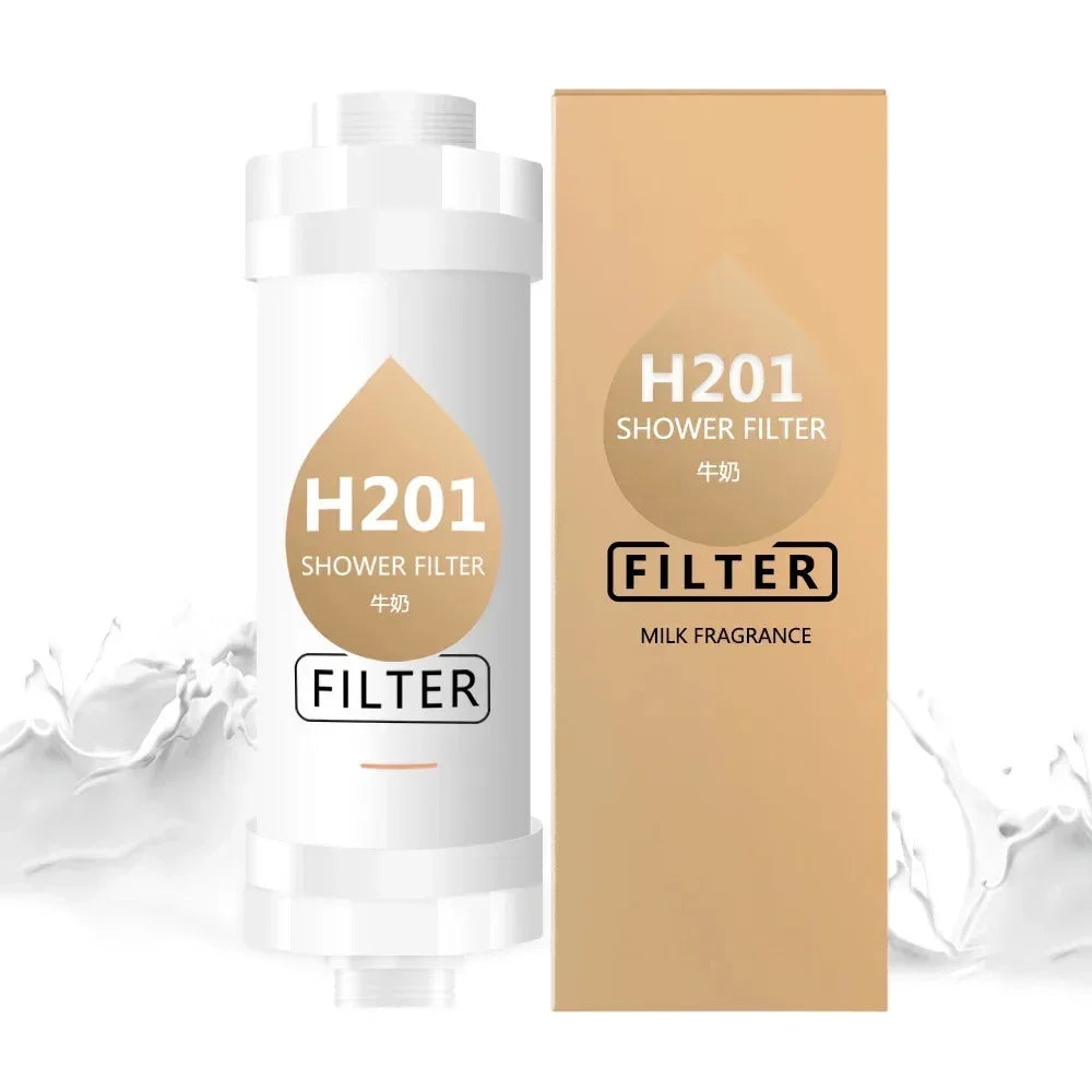 H201 shower filter with packaging on a white background